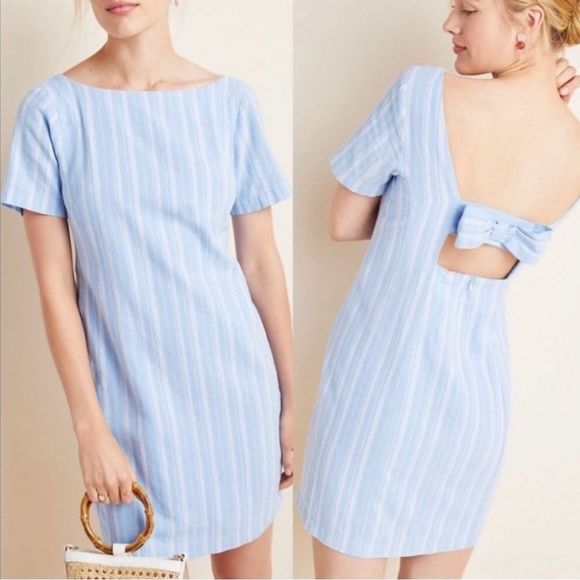 Anthropologie Dresses & Skirts - NWT Anthropologie Dress Women Size 6 Blue Back Bow Tie